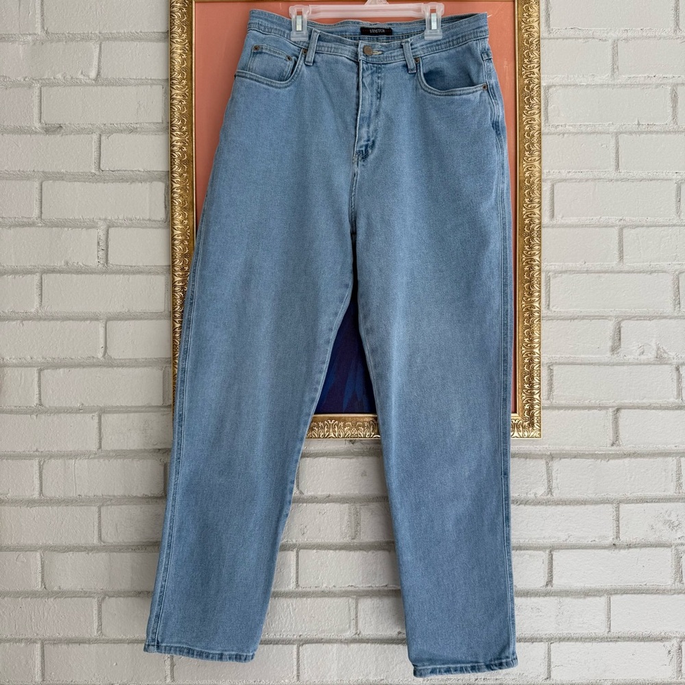Vintage 90s Bill Blass light wash blue denim stretch women's jeans - classic! 🩵